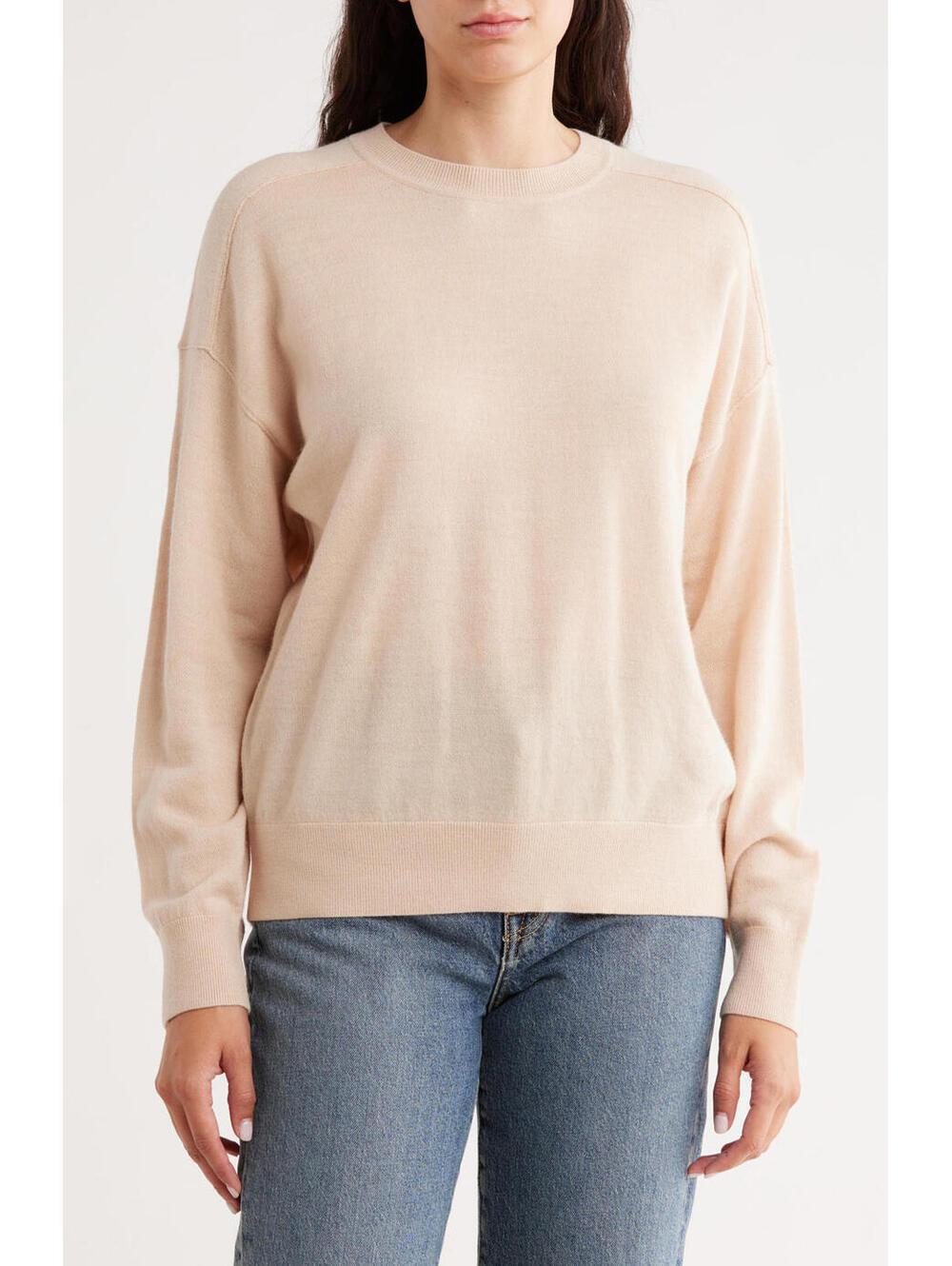 NWT! Madewell Hayes Crewneck Merino Wool Sweater in Latte Size Small